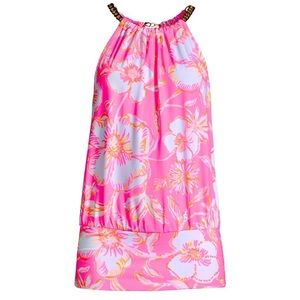 NWT Lilly Pulitzer Bowen Floral Halter Top Prosecco Pink Beachy Blooms